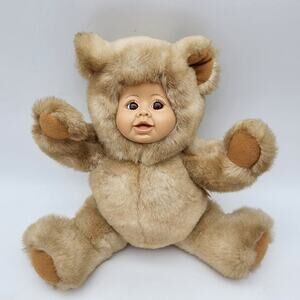 Vintage Center Stage Baby Pets Plush Teddy Bear Doll 10" Tan Fur Vinyl Face 1990